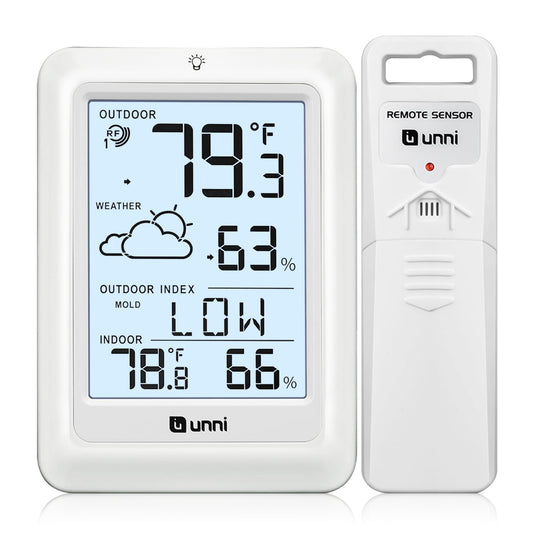 Indoor Outdoor Thermometer Hygrometer Wireless Weather Station 0581 White