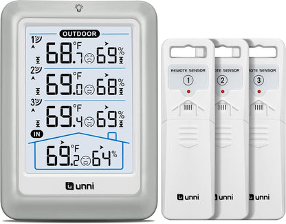 Indoor Outdoor Thermometer Wireless with 3 Sensors