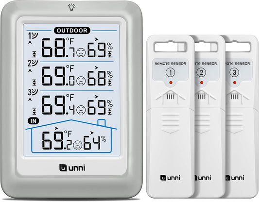 Indoor Outdoor Thermometer Wireless with 3 Sensors